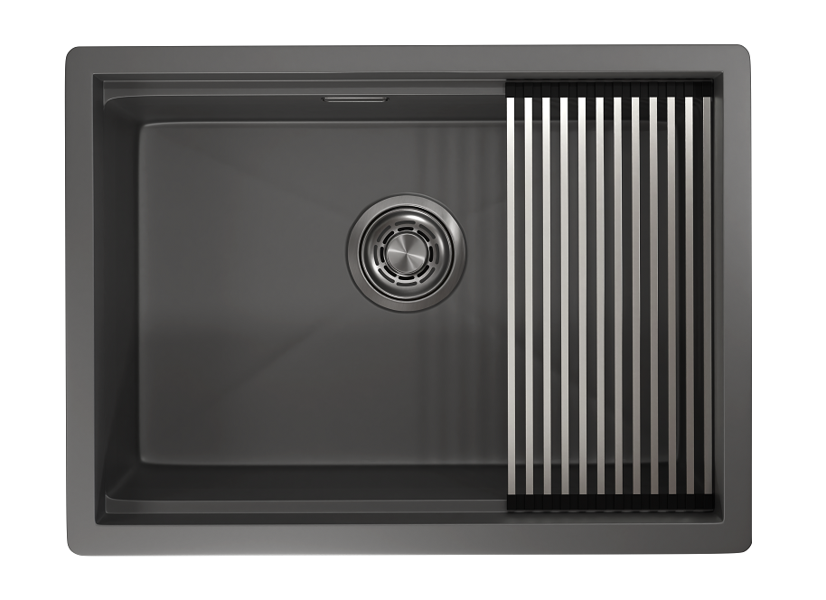 KS-6045U, ГРАФИТ МАТОВЫЙ, стальная кухонная мойка KITCHEN SPACE