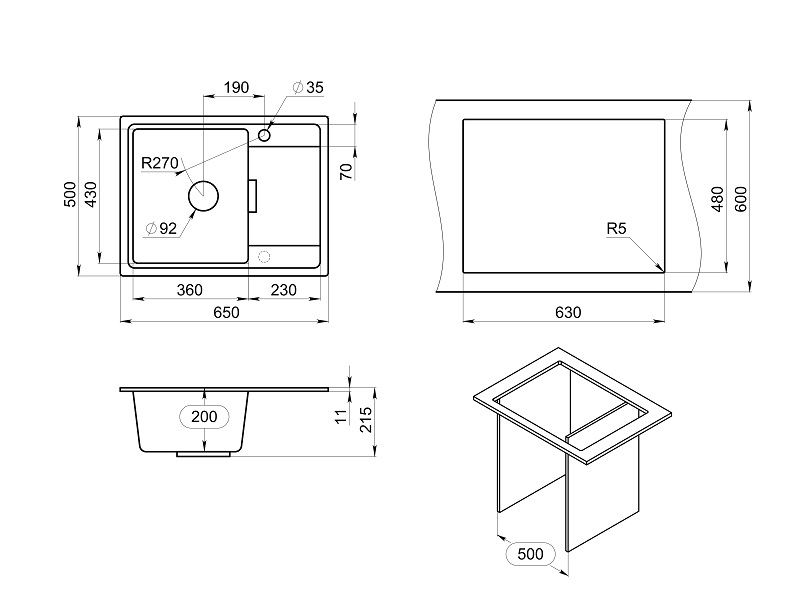 6503, АЛЮМИНИУМ, кухонная мойка, кварц