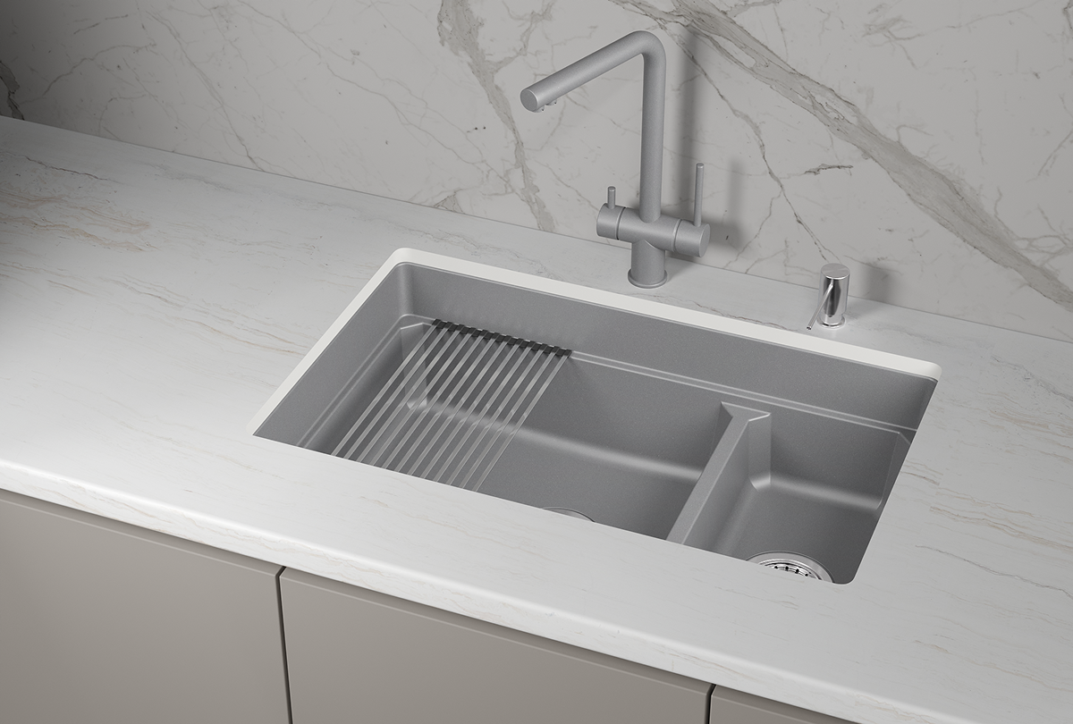 KS-7304iU, АЛЮМИНИУМ, кухонная мойка, кварц