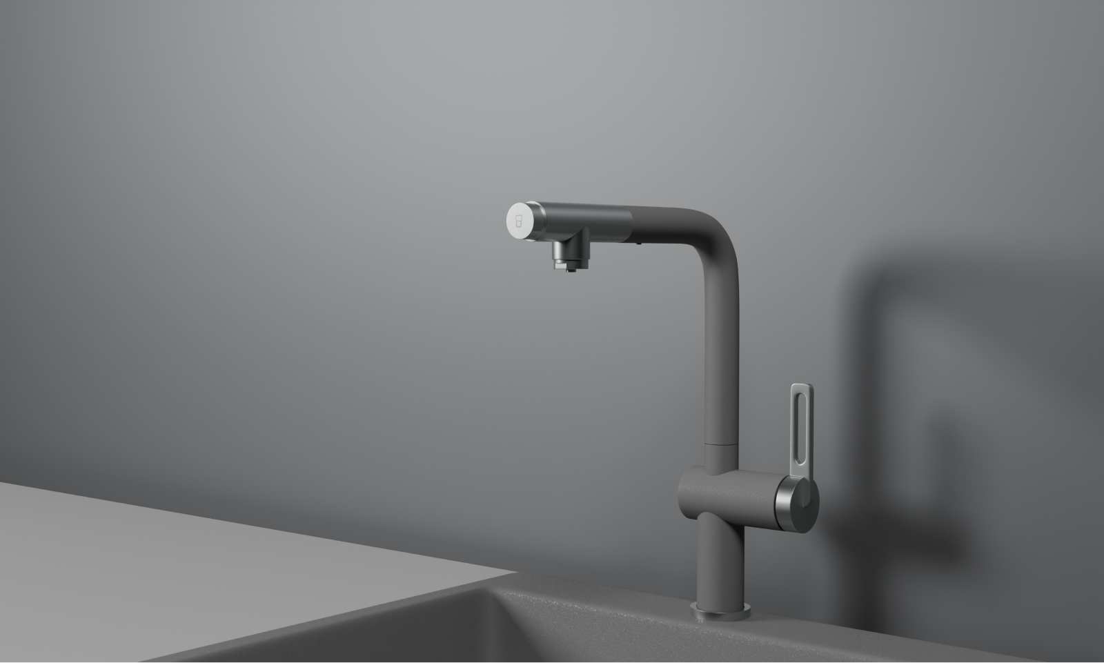 GR-8169, АЛЮМИНИУМ, СМЕСИТЕЛЬ КУХОННЫЙ С ВЫДВИЖНЫМ ИЗЛИВОМ