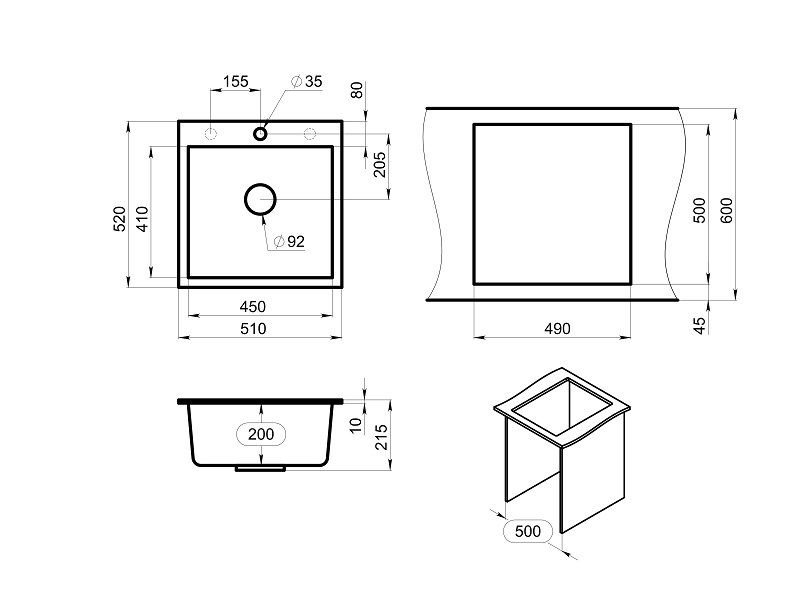5102, АЛЮМИНИУМ, кухонная мойка, кварц