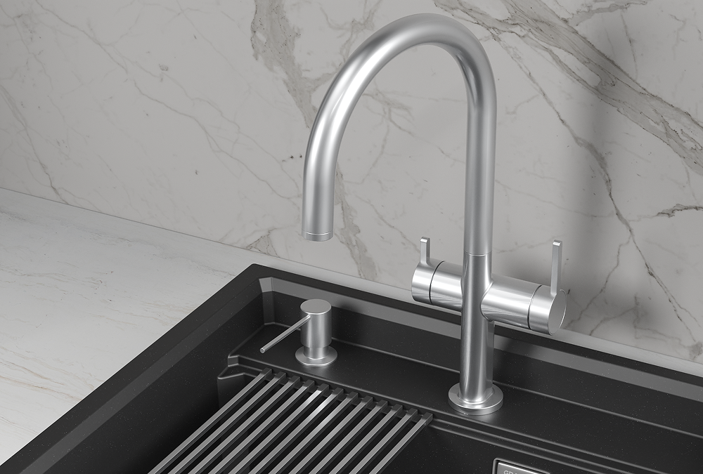 KS-8274, НЕРЖ, СМЕСИТЕЛЬ КУХОННЫЙ KITCHEN SPACE