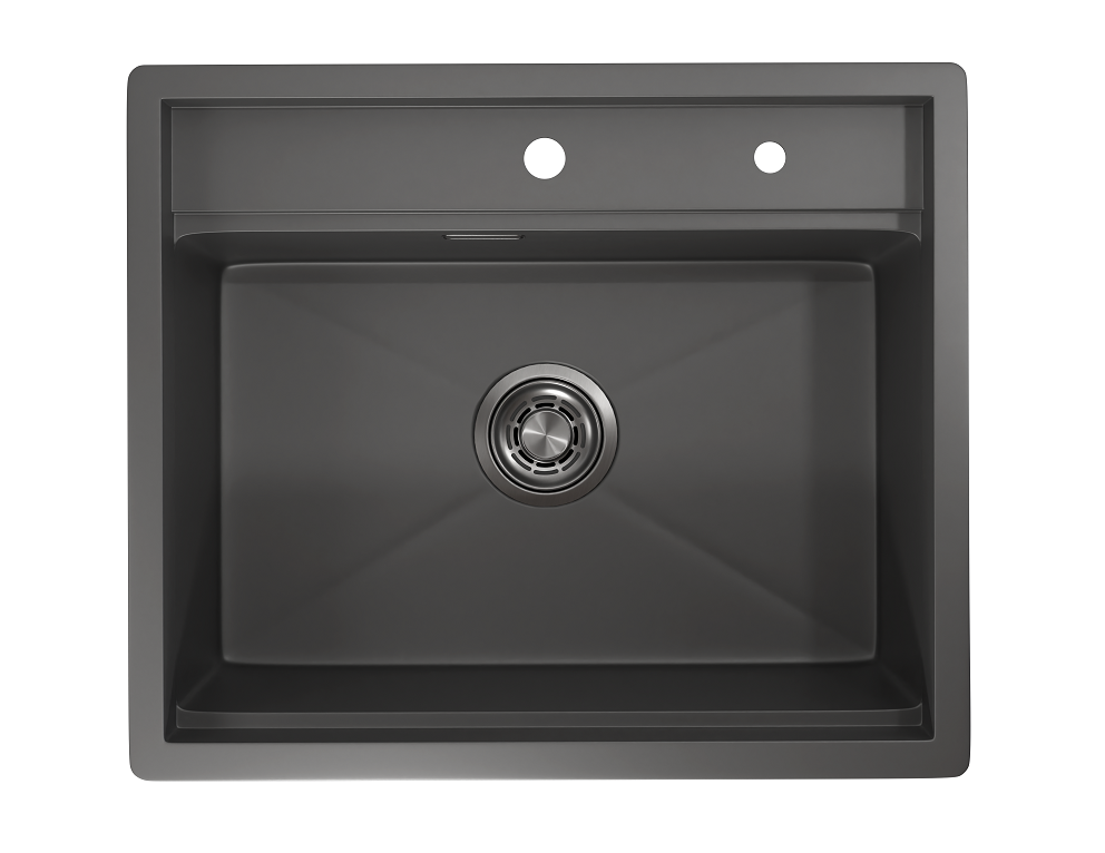 KS-6051, ГРАФИТ МАТОВЫЙ, стальная кухонная мойка KITCHEN SPACE