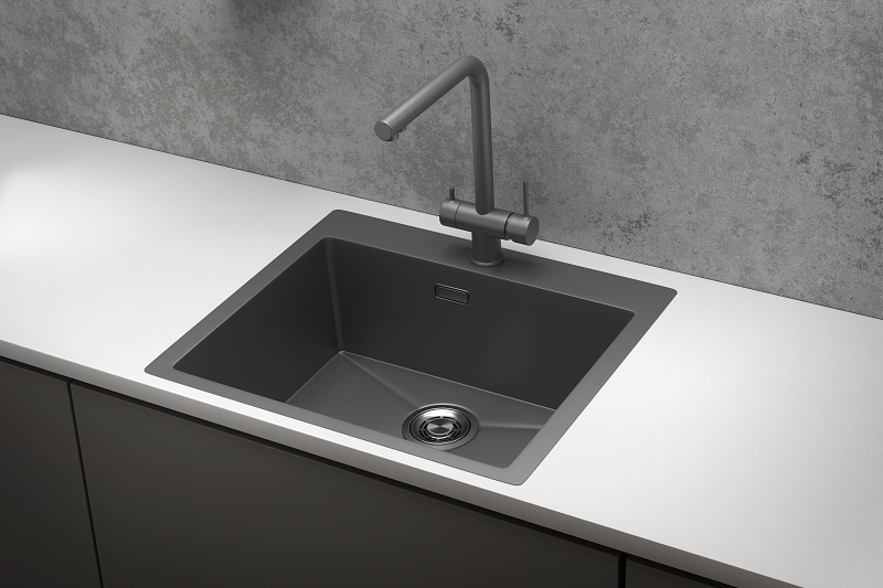 5951, ГРАФИТ МАТОВЫЙ, стальная кухонная мойка